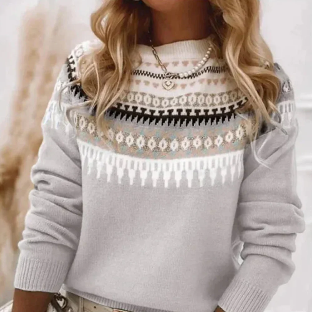 Norweger Grobstrickpullover Damen | Rundhals Langarm Strick - Image 5
