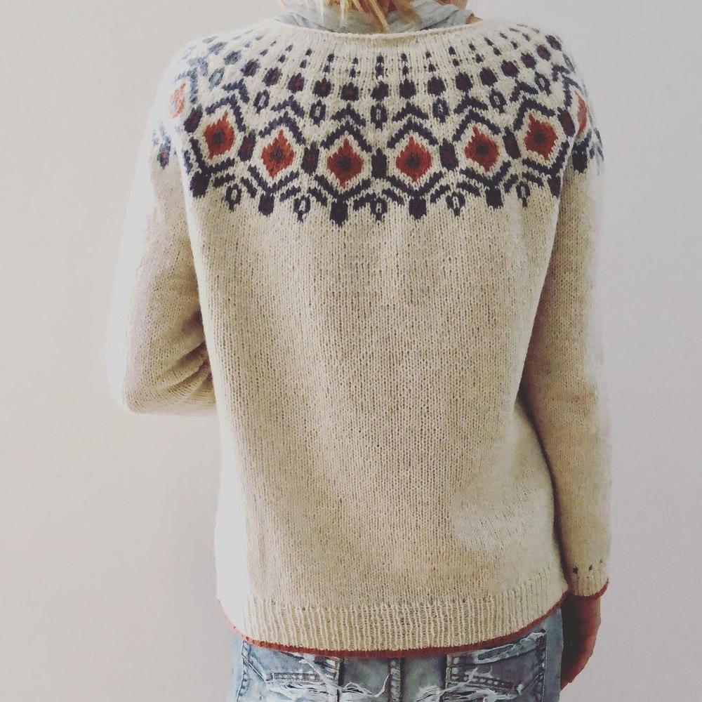 Norweger Grobstrickpullover Damen | Rundhals Mit Geometrischem Muster - Image 2
