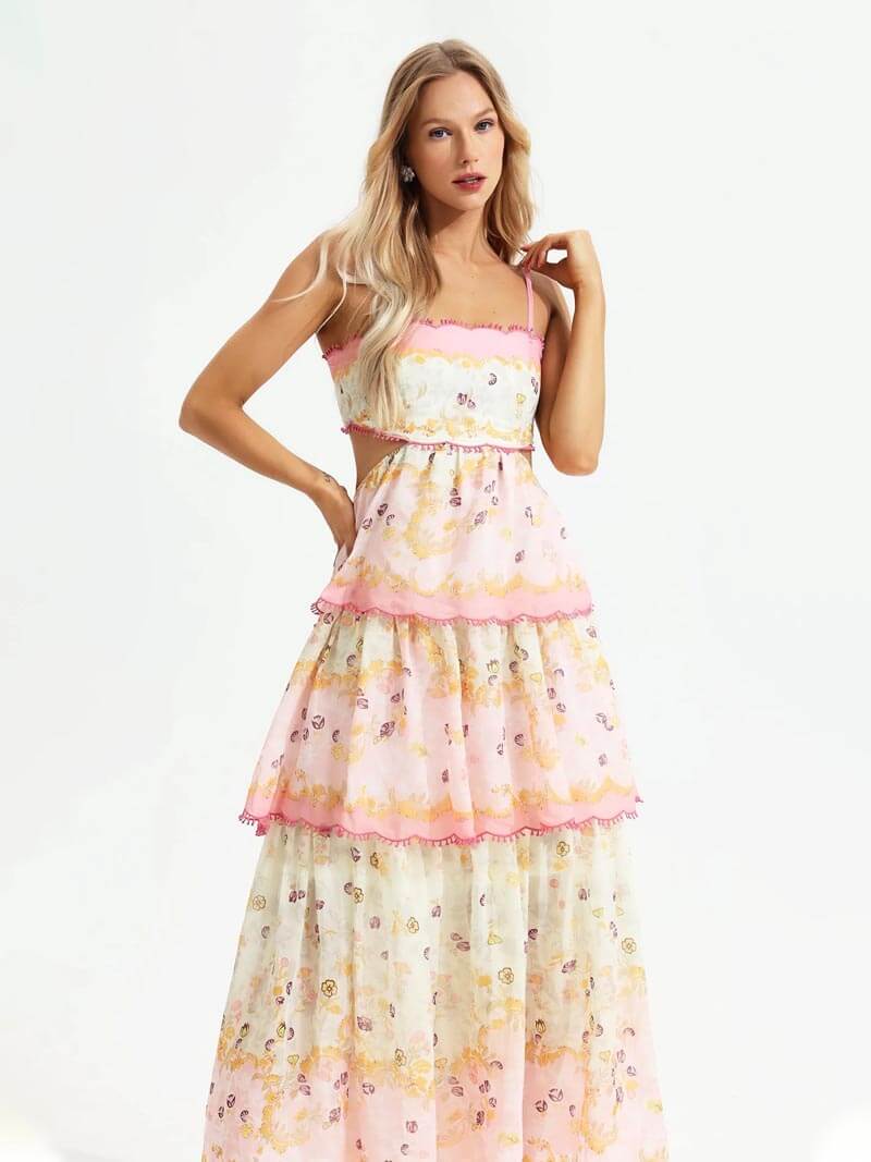 Odetta | Romantisches Blumen Maxikleid mit Zurück Spitzen-Details - Image 4