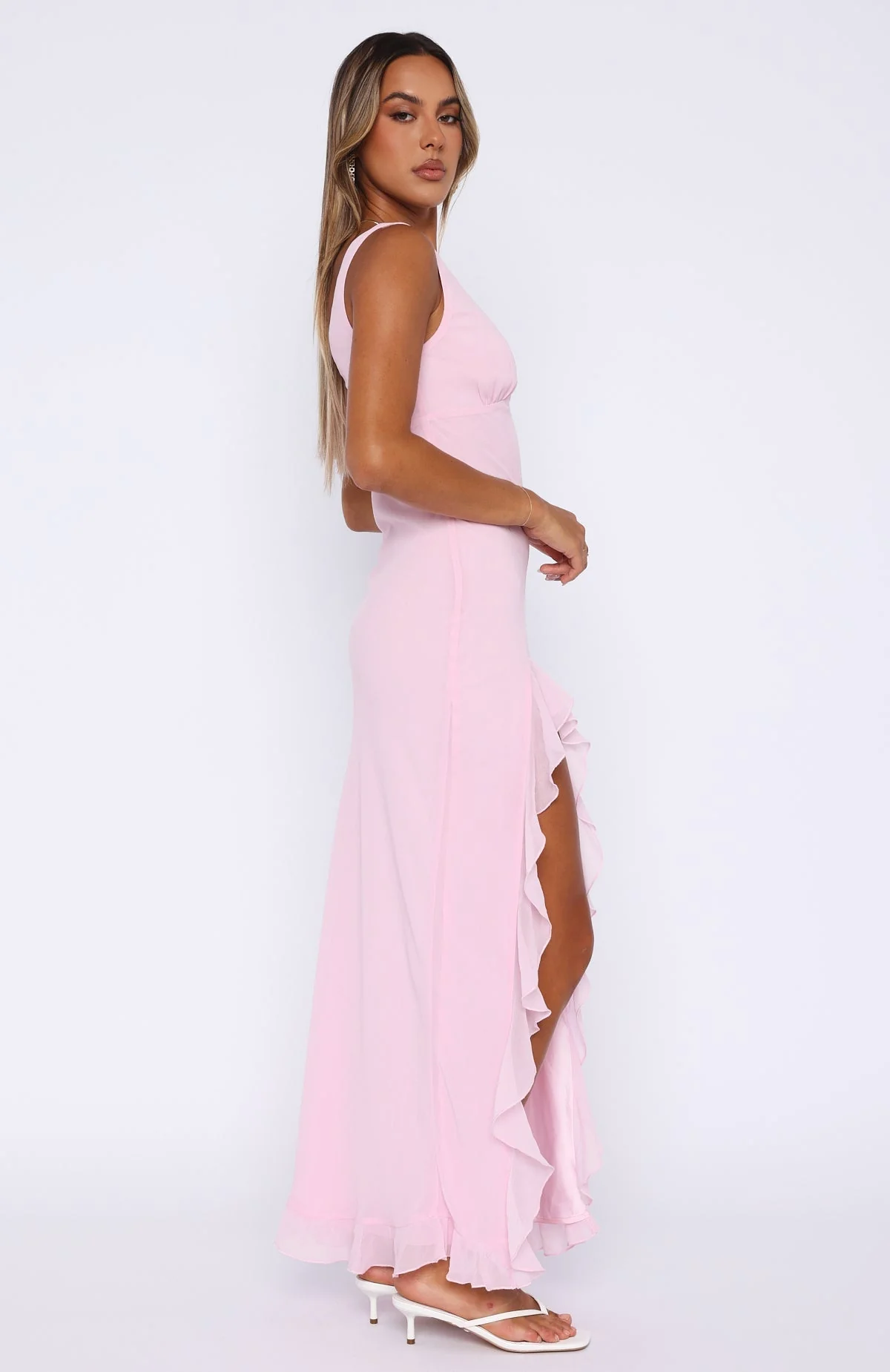 Olyne | Langes Kleid mit V-Ausschnitt
