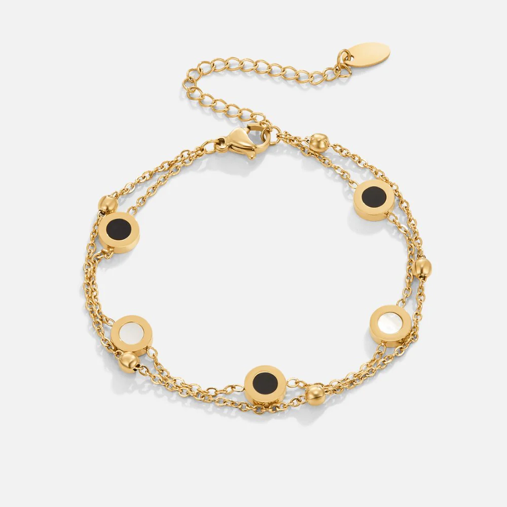 Onyx- und Weißsteinarmband