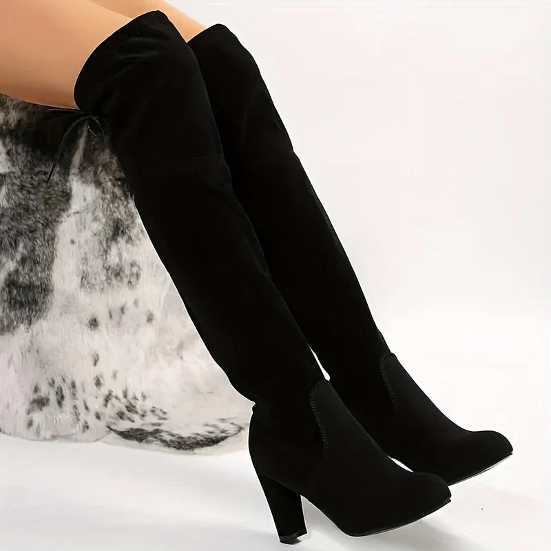 Overknee Stiefel Damen | Blockabsatz mit Rückenschnürung - Image 10