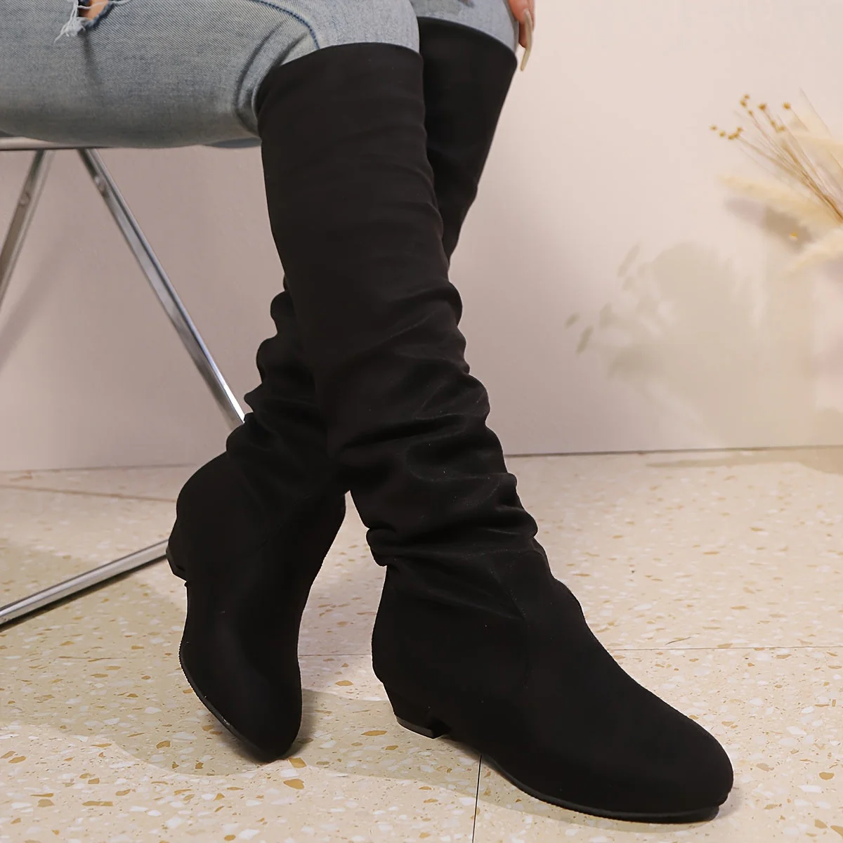 Overknee Stiefel Damen | Schlupfform mit Niedrigem Blockabsatz - Image 2