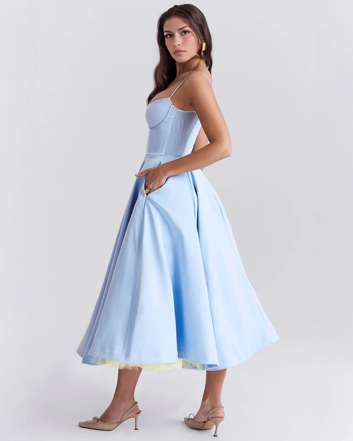 Paula | Duchesse-Satin Midikleid Mit Corsage - Image 10