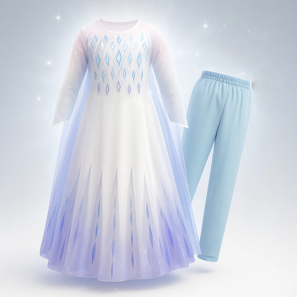 Prinzessin Kleid Mädchen Blau Weiß Kostüm - Image 11
