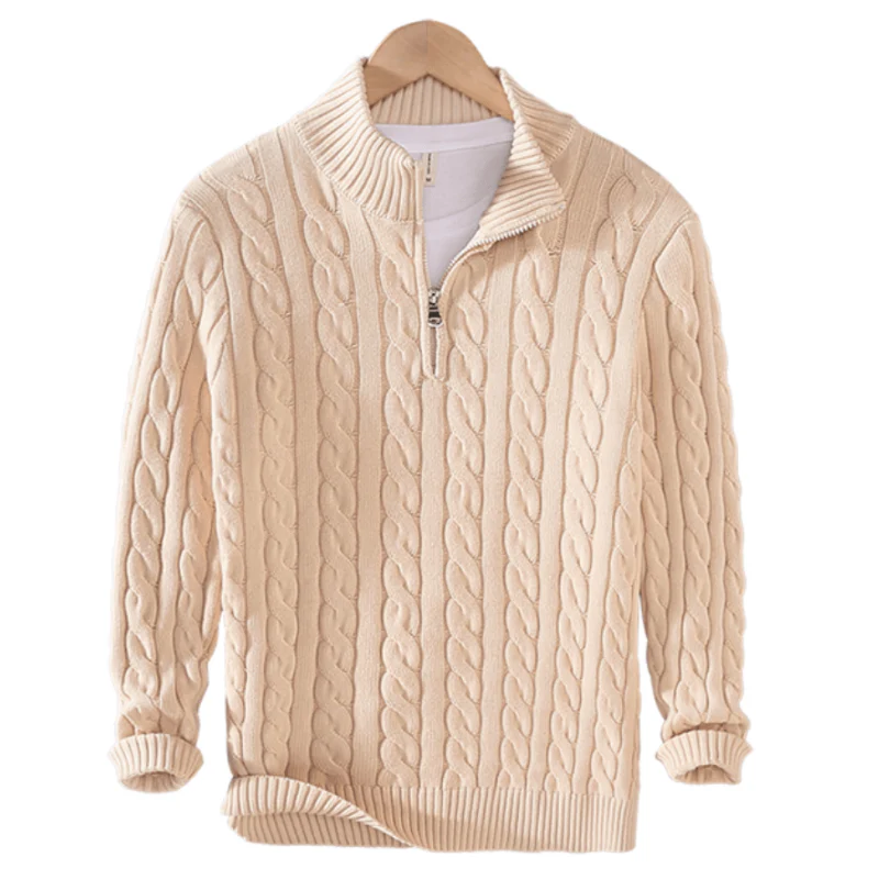 Pullover Herren Mit Reißverschluss | Strickjacke Mit Kabelmuster - Image 2