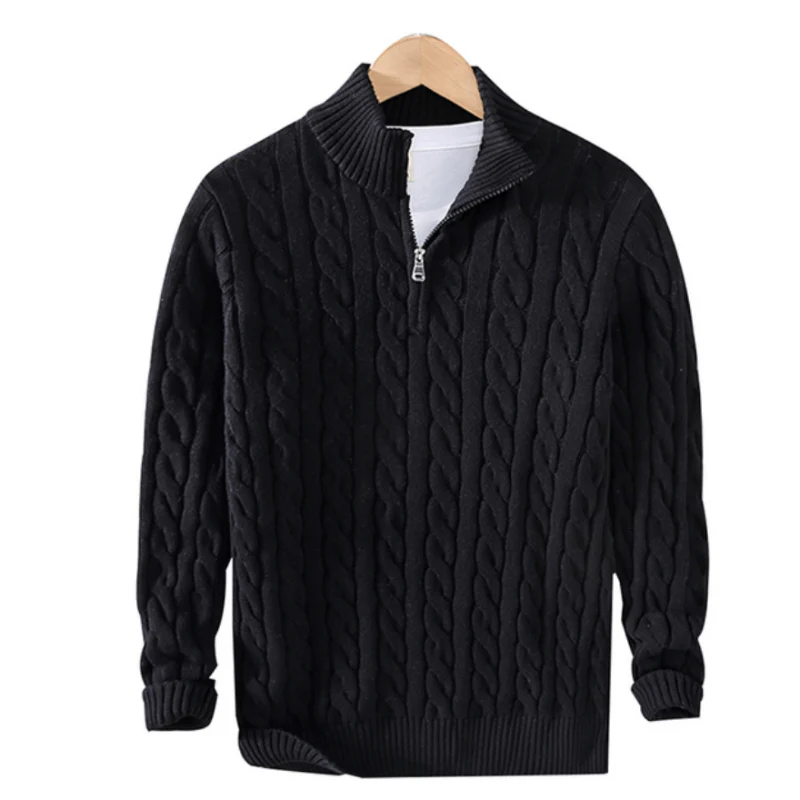 Pullover Herren Mit Reißverschluss | Strickjacke Mit Kabelmuster - Image 3