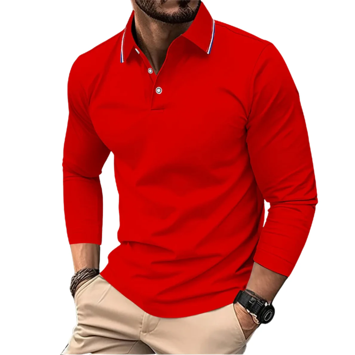 Rafael | Premium Polo Herren stilvoll mit kontrastierendem Kragen - Image 2