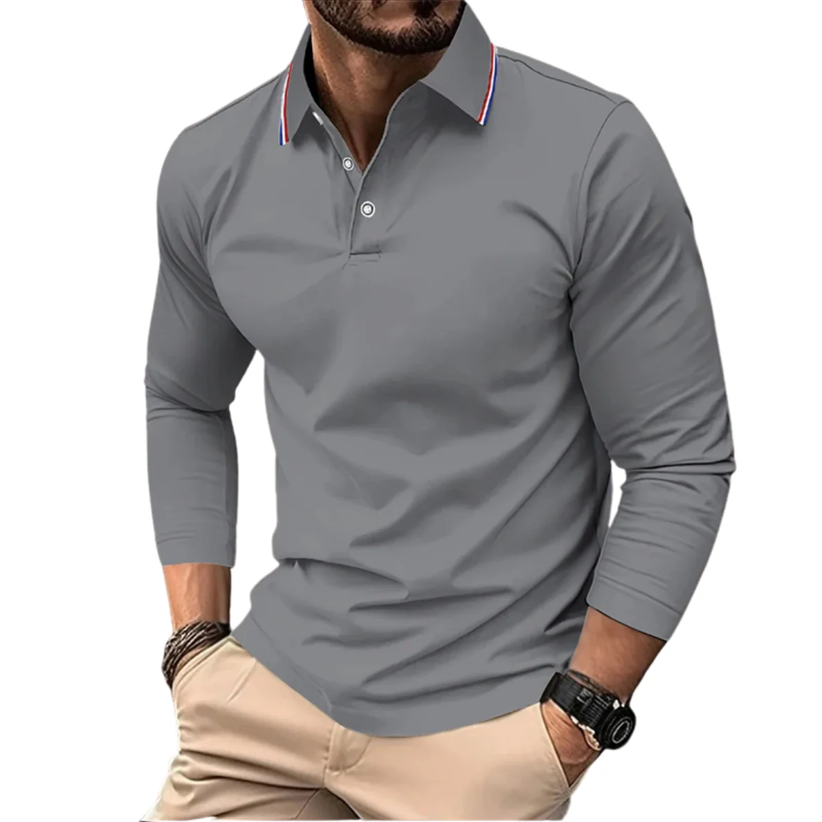 Rafael | Premium Polo Herren stilvoll mit kontrastierendem Kragen - Image 3