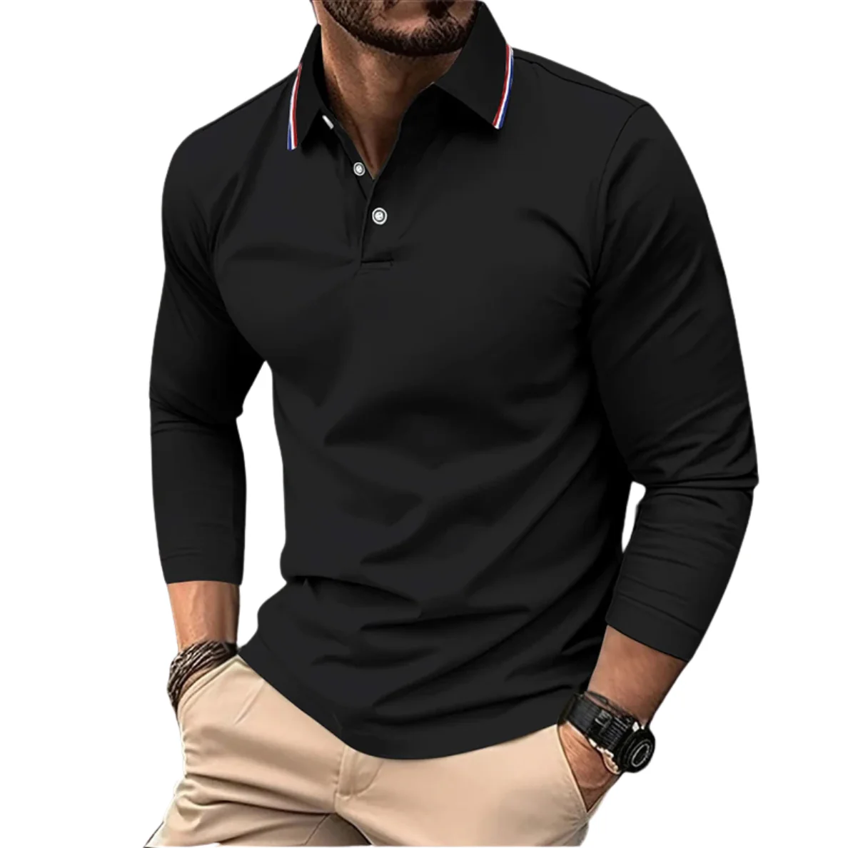 Rafael | Premium Polo Herren stilvoll mit kontrastierendem Kragen - Image 4