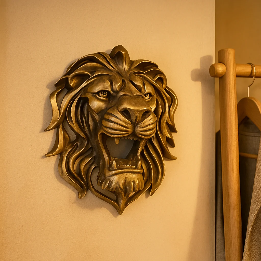 RegalRoar – Exquisite vergoldete Löwenkopfwandskulptur