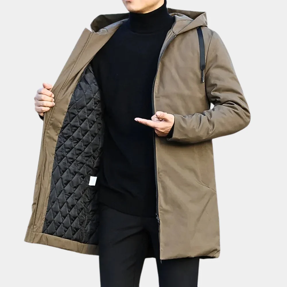 Regenjacke Herren Mit Kapuze | Gefütterter Übergangsmantel Winter - Image 2