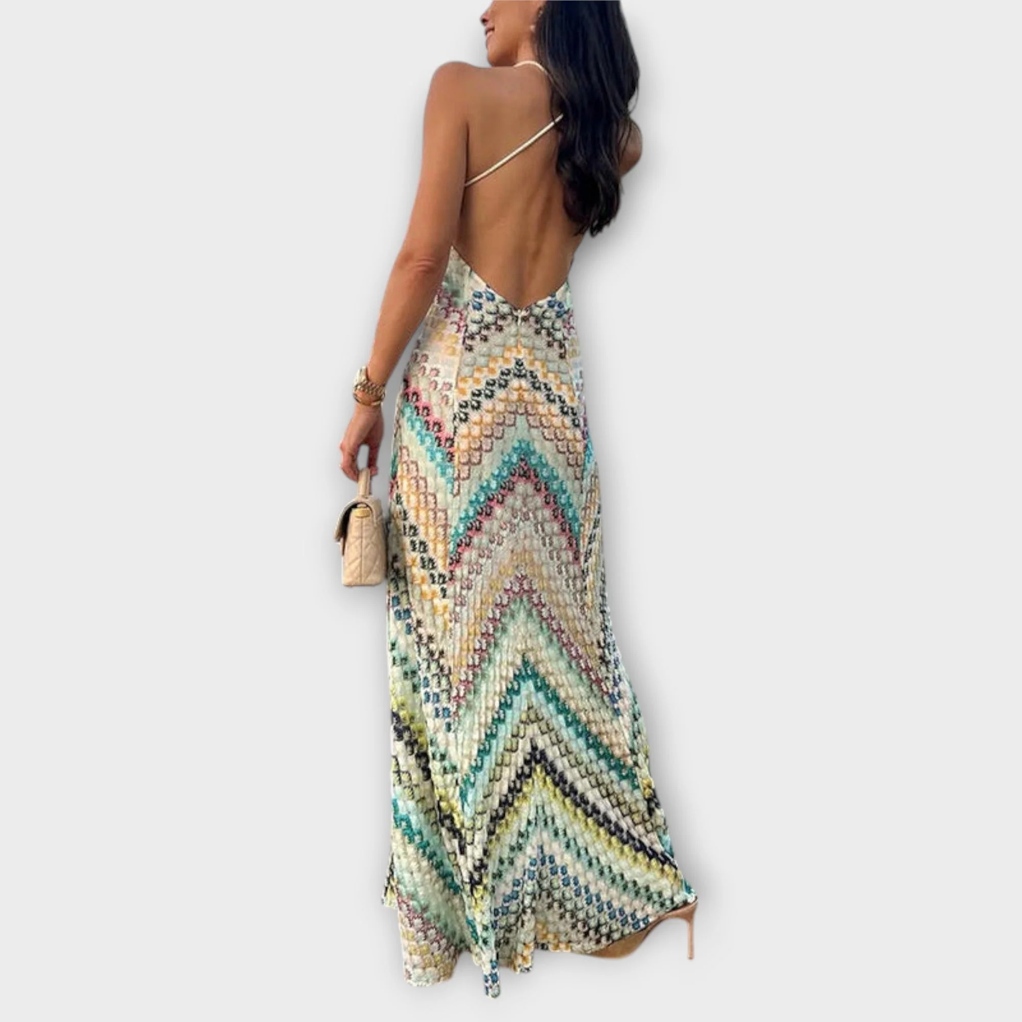Remi - Missoni Buntes Fischgrätenmuster Maxikleid - Image 6