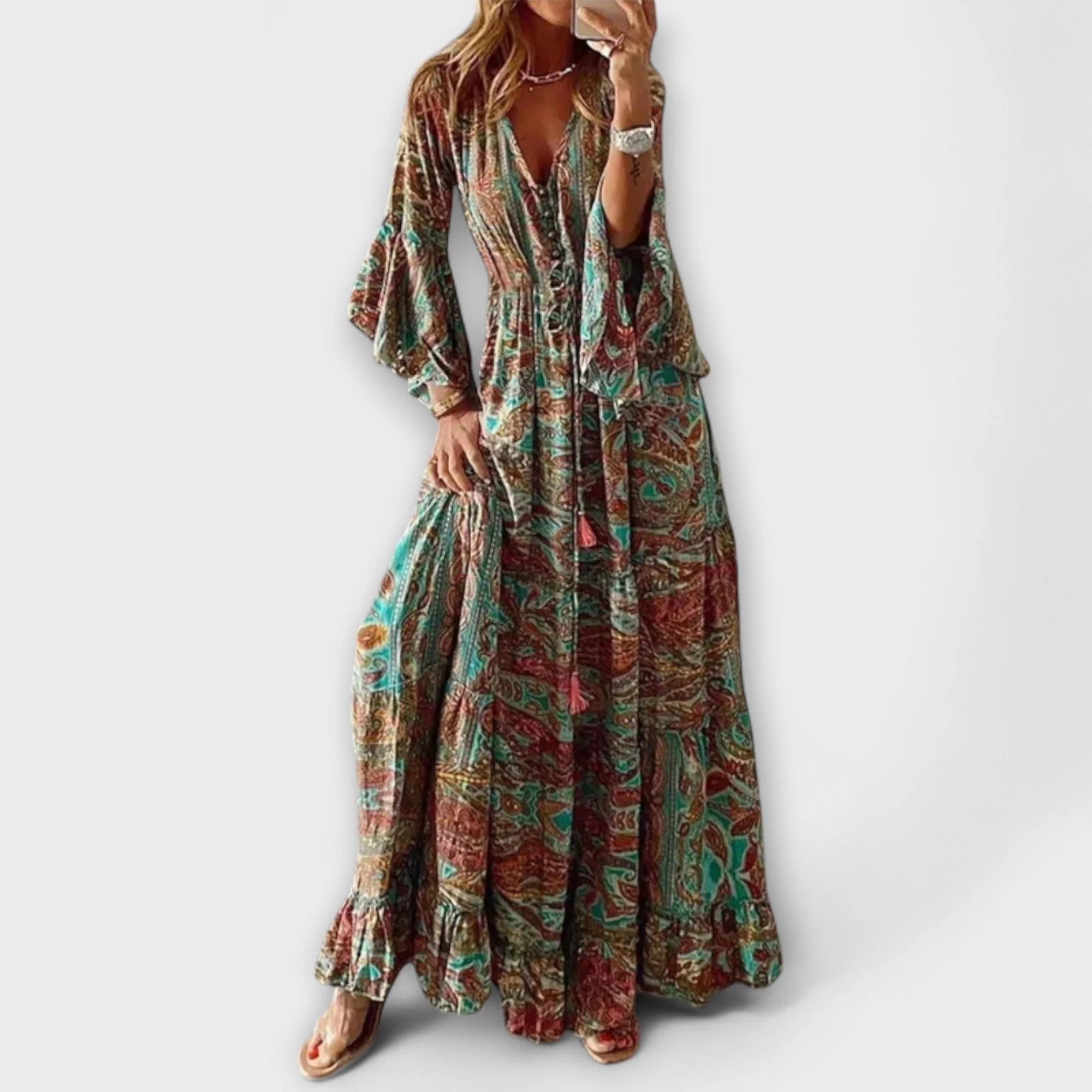Renatilen - Damen Kleid mit Druckdesign