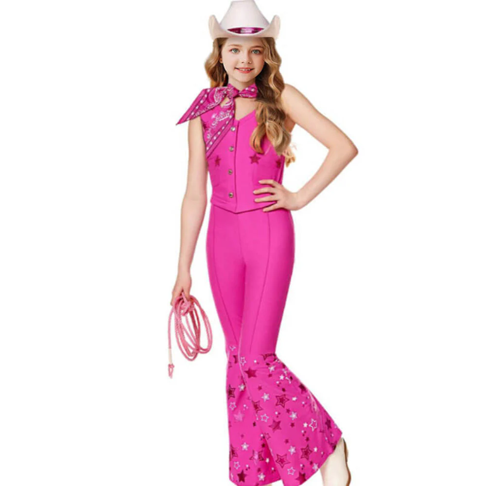 Retro Pink Cowgirl Kostüm Damen 70er Jahre Disco Outfit mit Schlaghose - Image 2