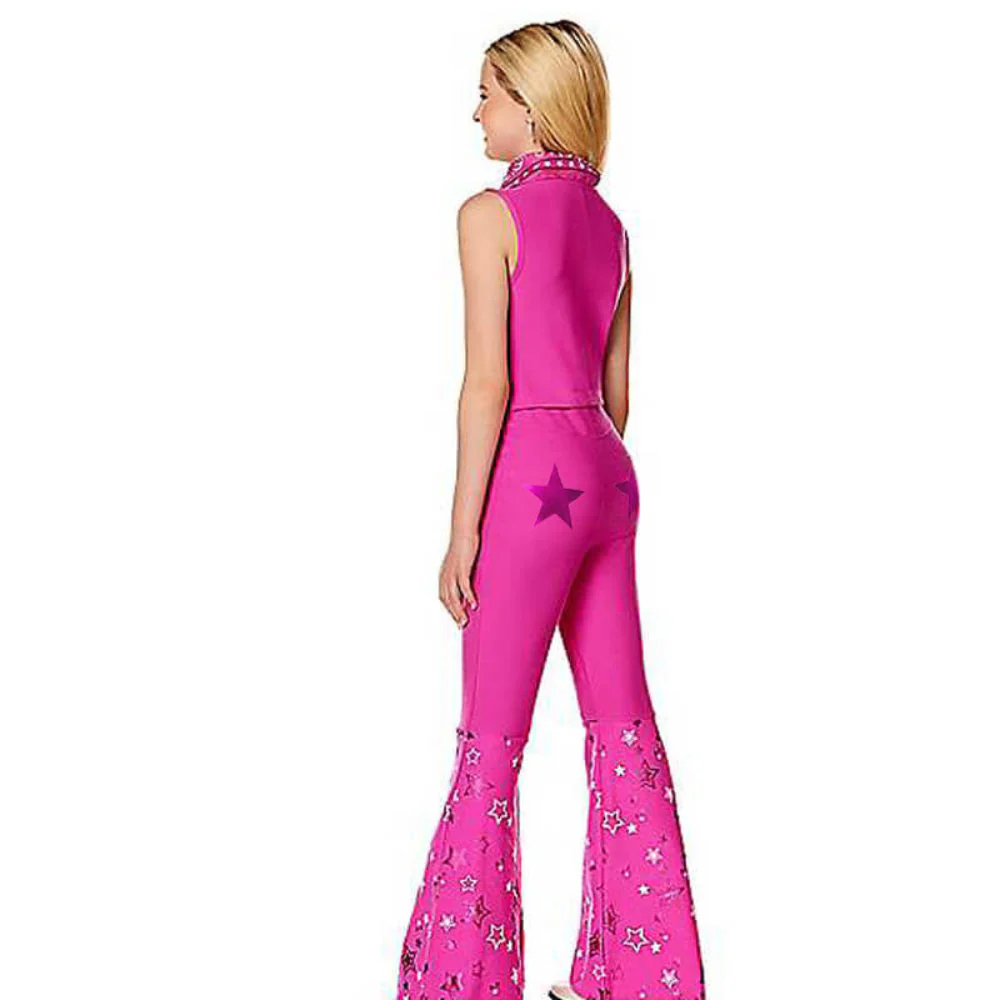 Retro Pink Cowgirl Kostüm Damen 70er Jahre Disco Outfit mit Schlaghose - Image 3