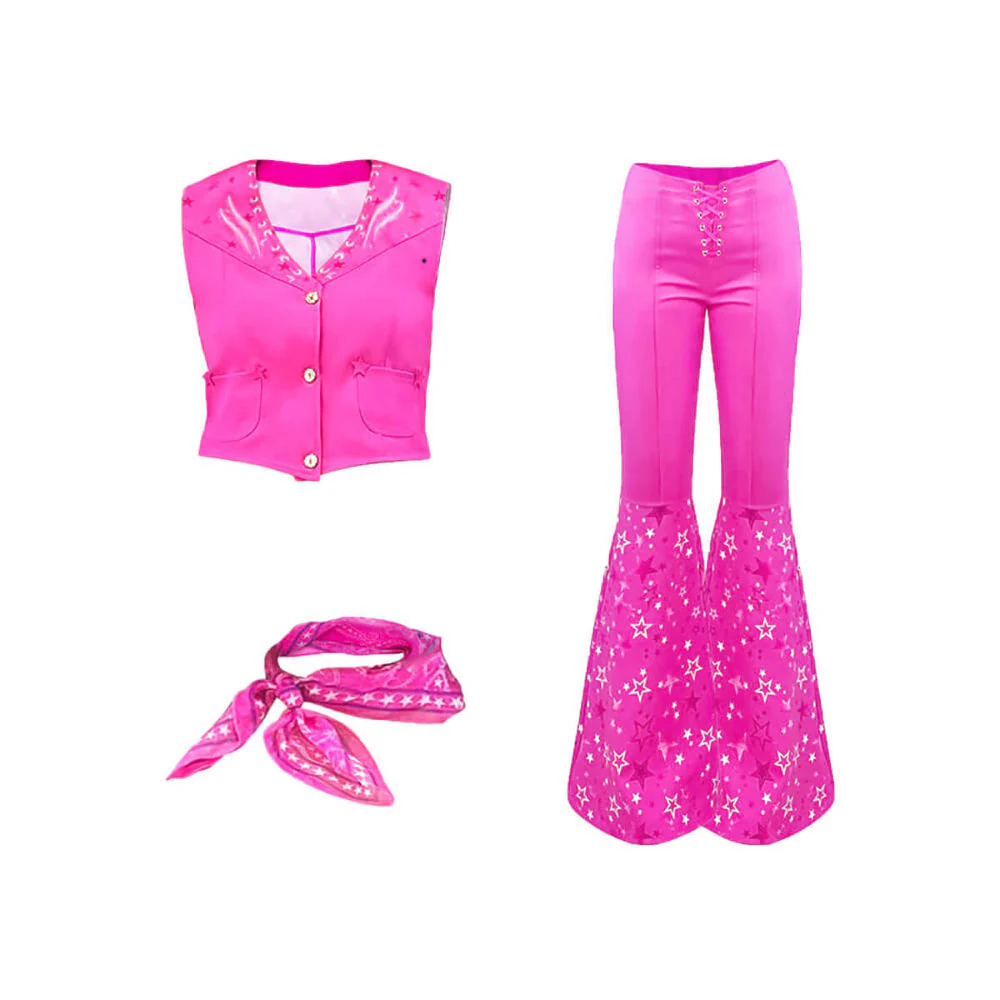 Retro Pink Cowgirl Kostüm Damen 70er Jahre Disco Outfit mit Schlaghose - Image 5