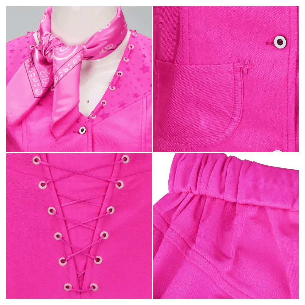 Retro Pink Cowgirl Kostüm Damen 70er Jahre Disco Outfit mit Schlaghose - Image 6