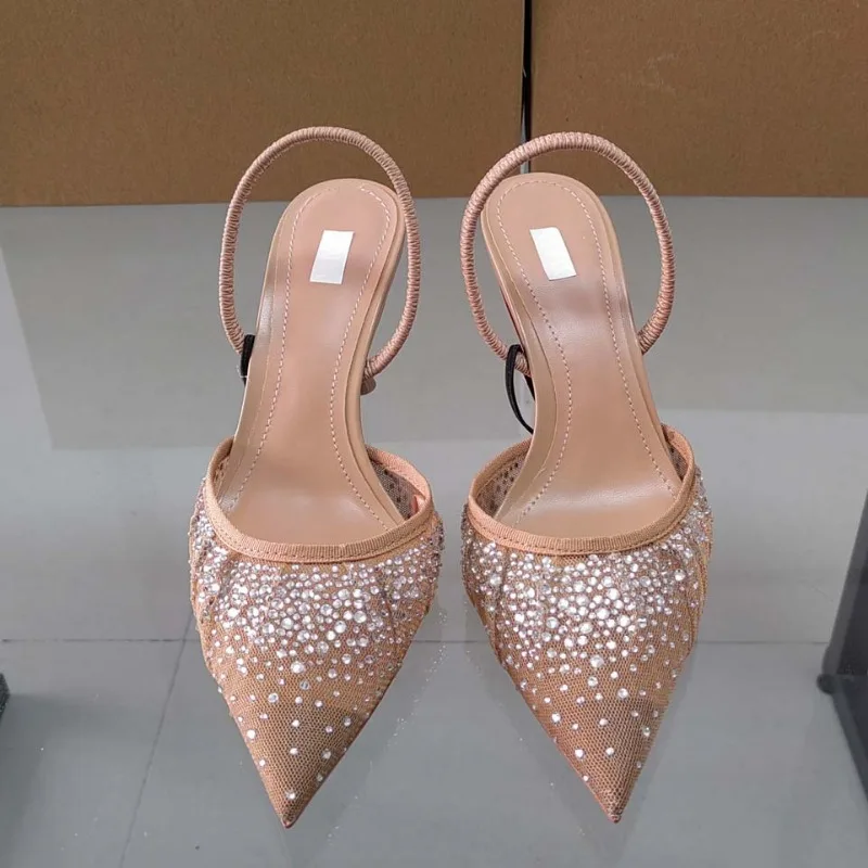 Roselith – Elegante Slingback-Pumps mit Strasssteinen in Nude