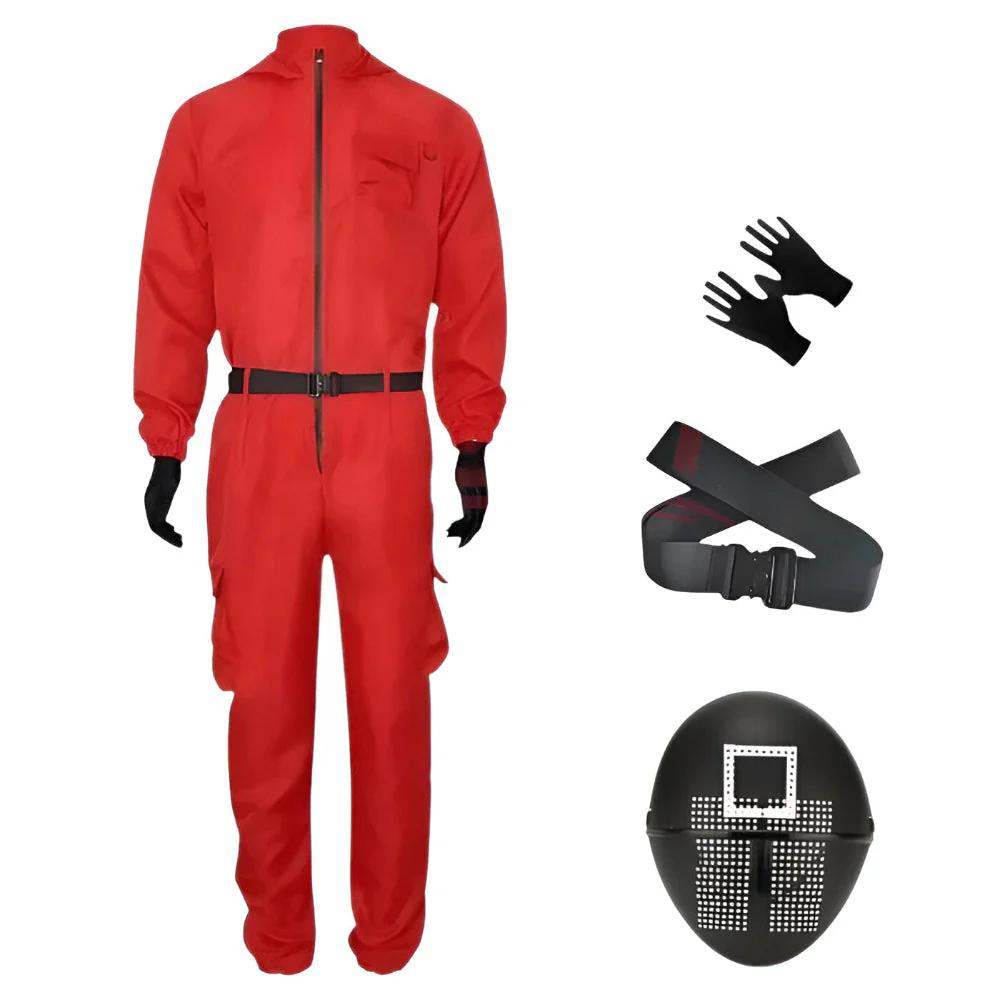 Roter Overall mit Maske Unisex Halloween Cosplay Kostüm - Image 11