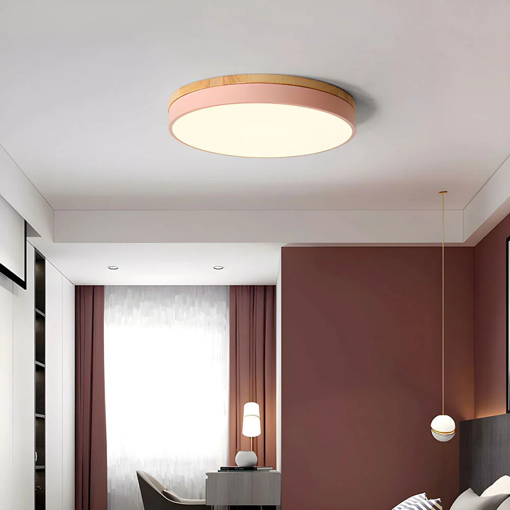 Runde Holz Deckenleuchte Hell LED Deckenlampe Wohnzimmer - Image 11