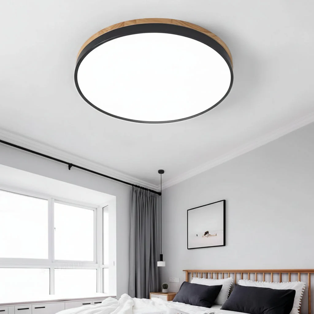 Runde Holz Deckenleuchte Hell LED Deckenlampe Wohnzimmer - Image 8