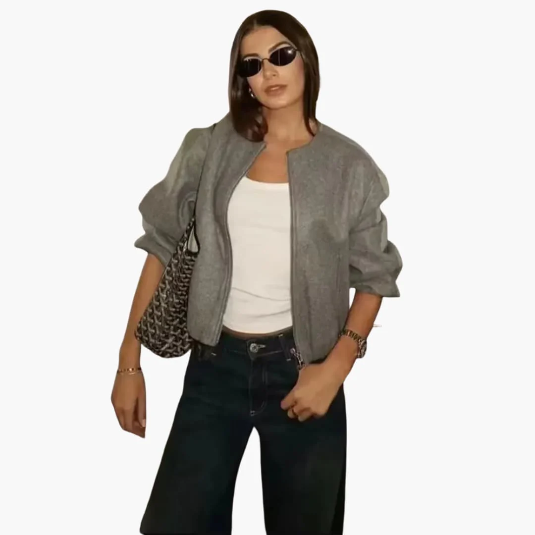 Rundhals Übergangsjacke für Damen