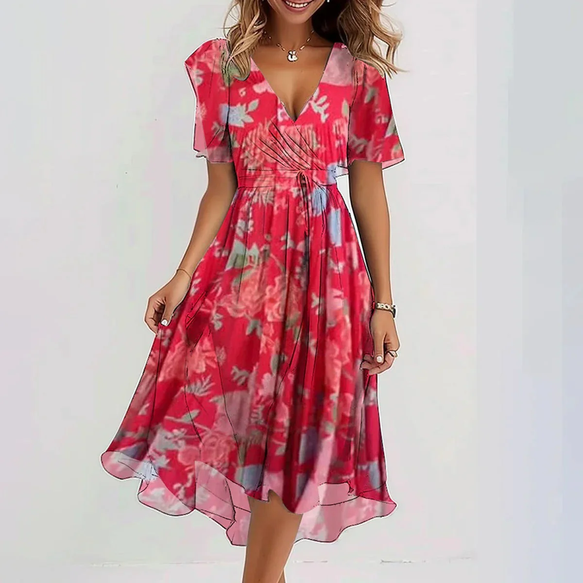 Samantha- Elegantes kurzärmeliges Kleid - Image 4