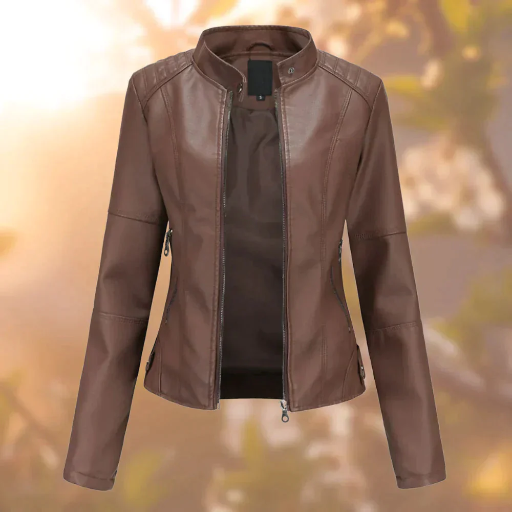 Sara | Schlanke Kunstleder Bikerjacke - Image 2