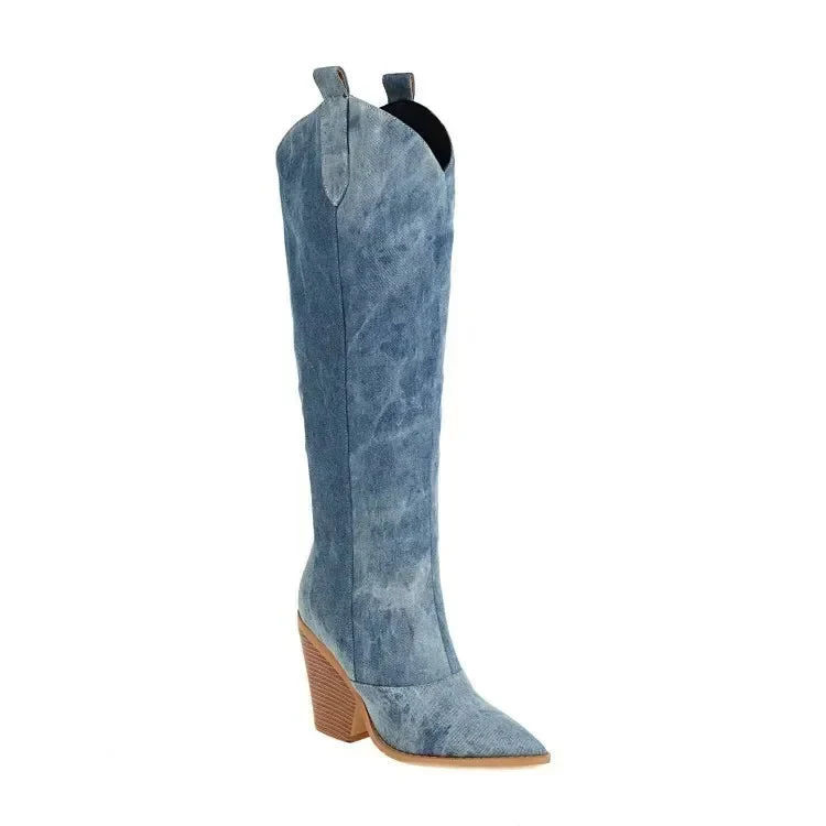 Sarah | Modische Blaue Overknee Stiefel - Image 4