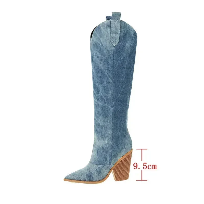 Sarah | Modische Blaue Overknee Stiefel - Image 5
