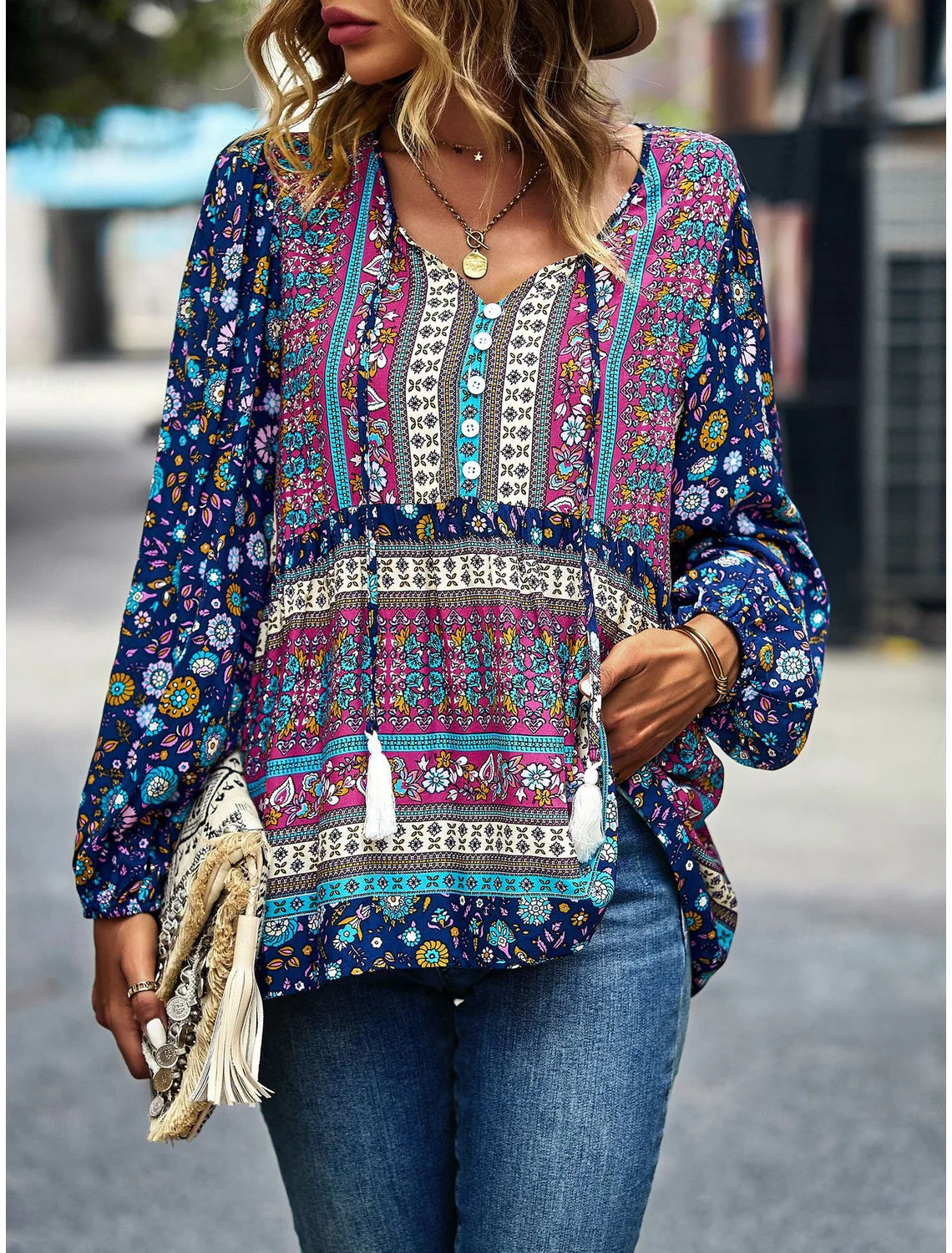 Schicke Boho-Sommerbluse für Frauen - Edeltraud