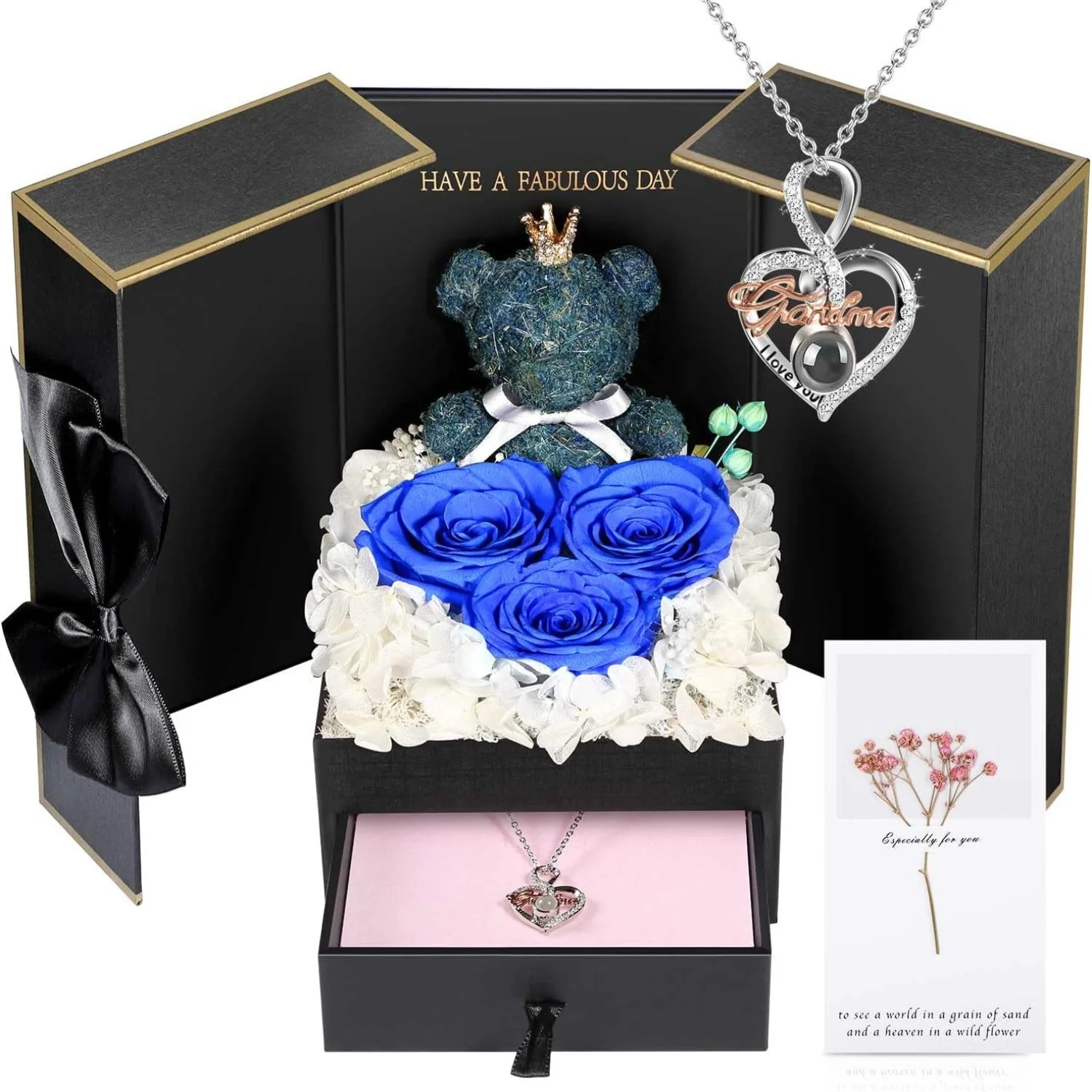 Schmuckbox Rose Geschenk Halskette Damen Präsent
