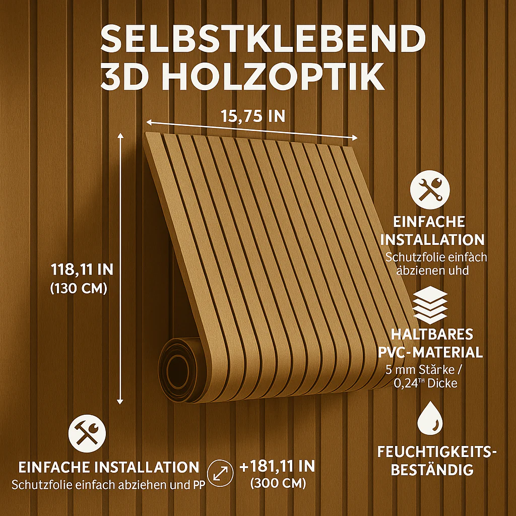 Selbstklebende 3D Wandpaneele Holzoptik Dekorative PVC Wandverkleidung