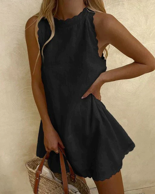 Shamri – Minikleid aus Baumwollleinen mit Muschelsaum - Image 3