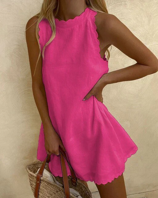 Shamri – Minikleid aus Baumwollleinen mit Muschelsaum - Image 4