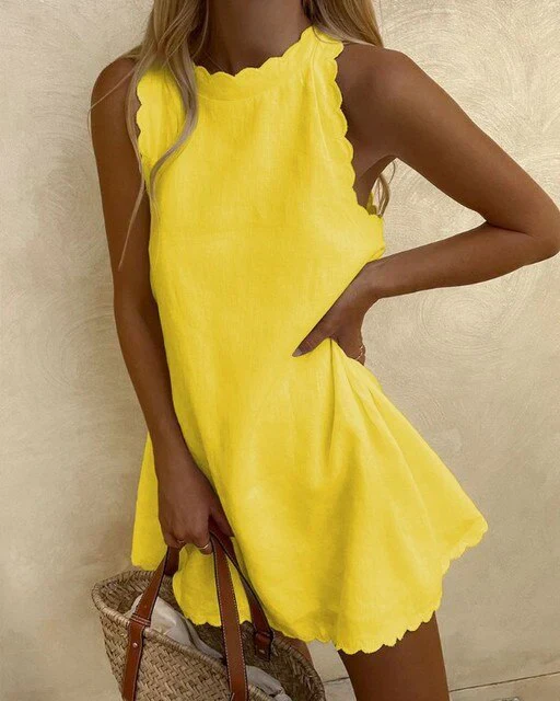 Shamri – Minikleid aus Baumwollleinen mit Muschelsaum - Image 9