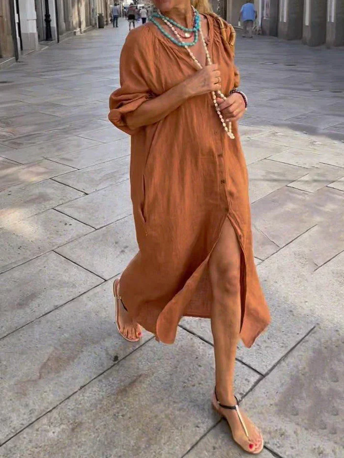 Sharon- Langes Kleid mit Knöpfen