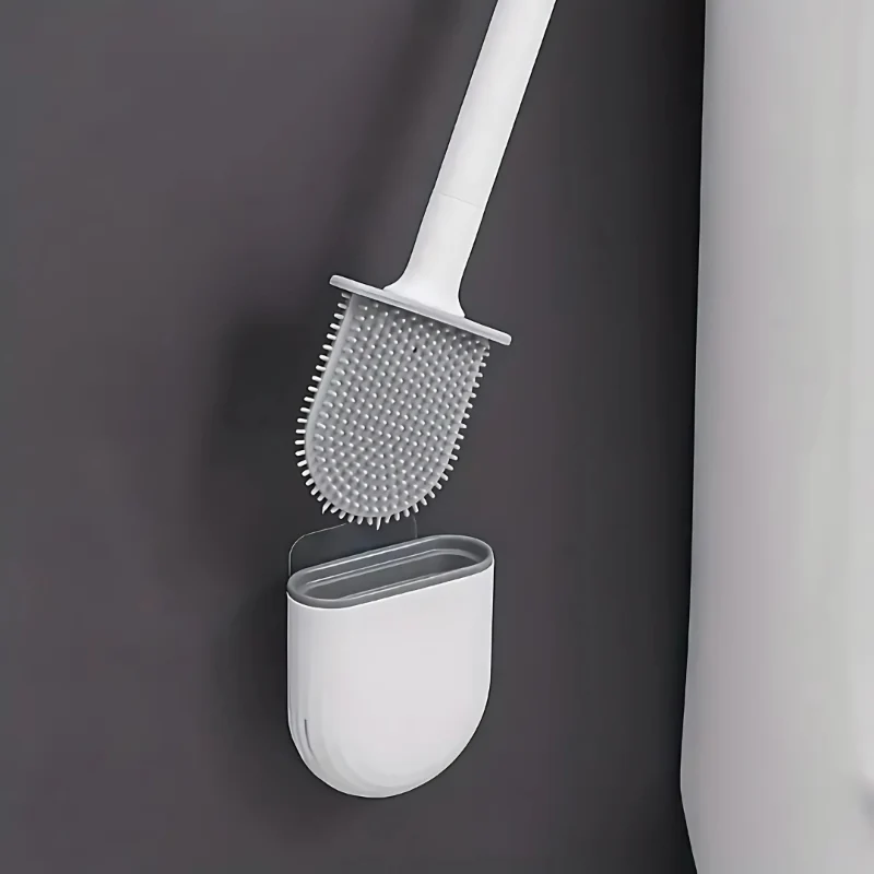 Silikon-Toilettenbürste mit Wandhalterung – Hygienische Toilettenbürste für müheloses Reinigen und schnelles Trocknen
