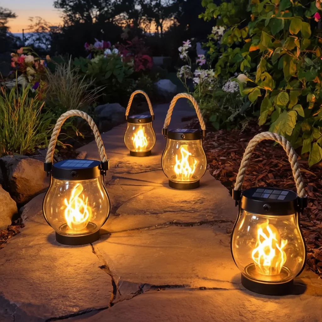Solarlicht Außenbeleuchtung Laterne Seilgriff Gartenlaterne - Image 3