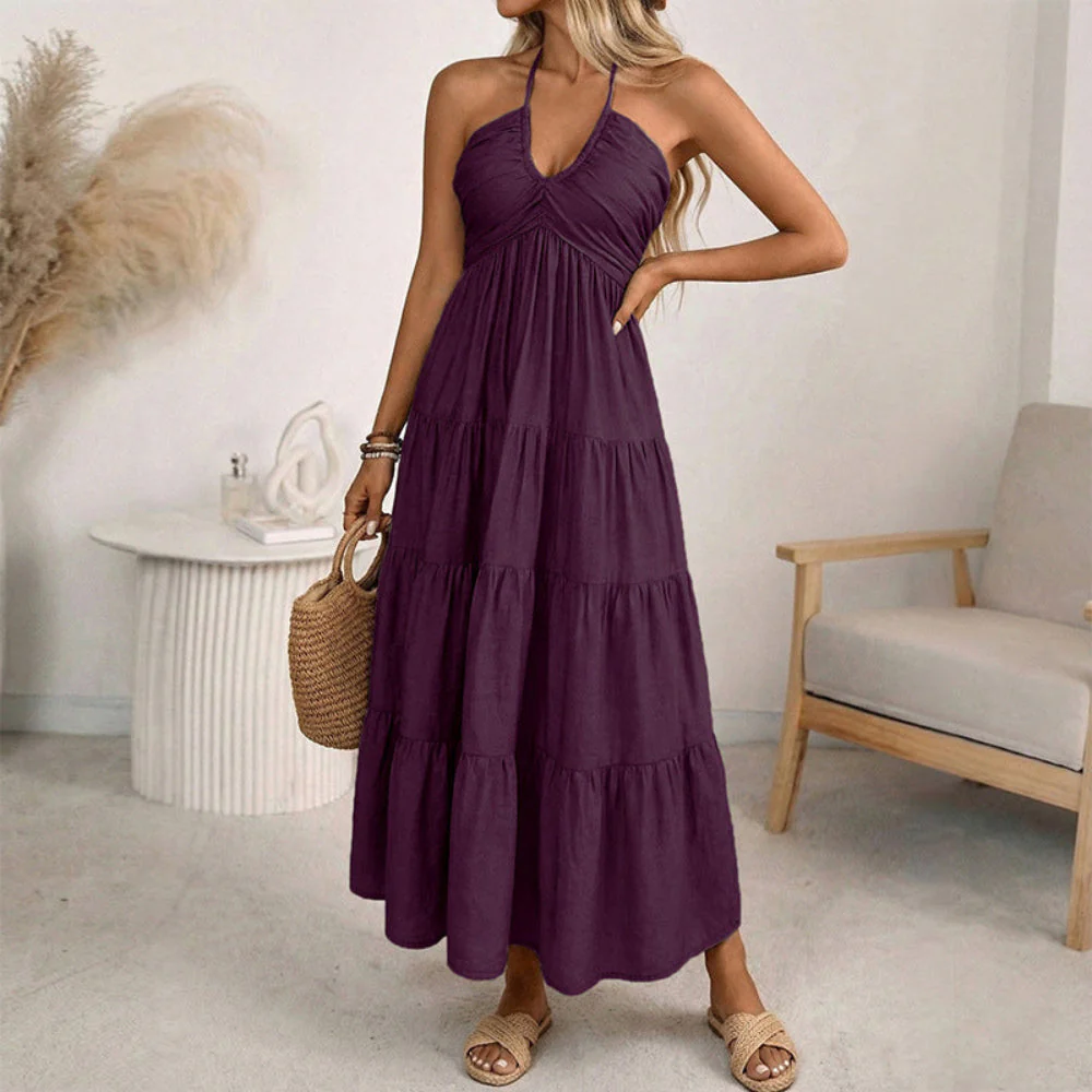 Sommerkleid Damen Halterneck Urlaub Freizeit - Image 3