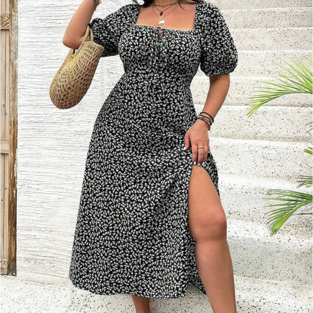 Sommerkleid Damen Kurzarm Floral Freizeit Urlaub - Image 3