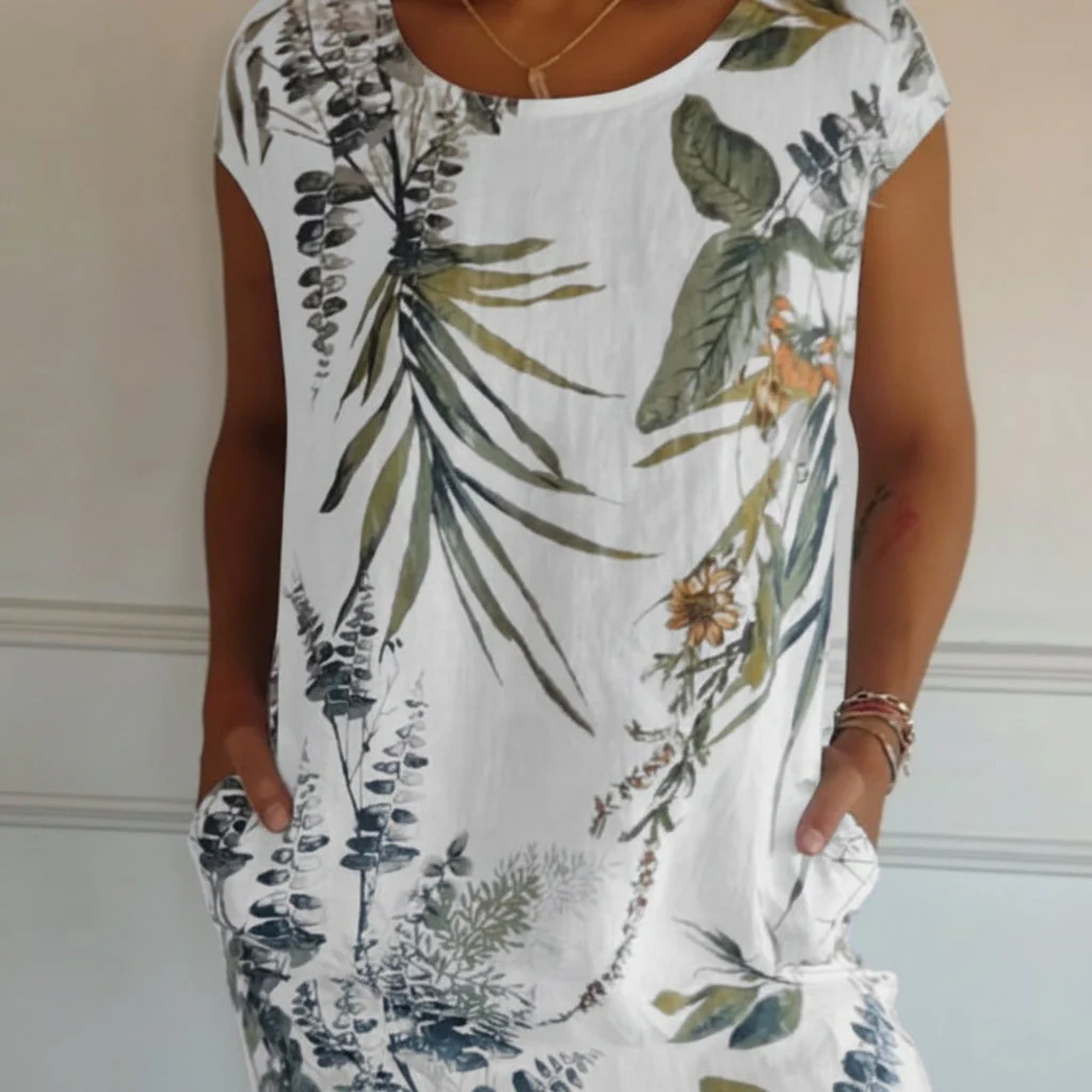 Sommerkleid Damen Kurzarm Print Freizeit Urlaub