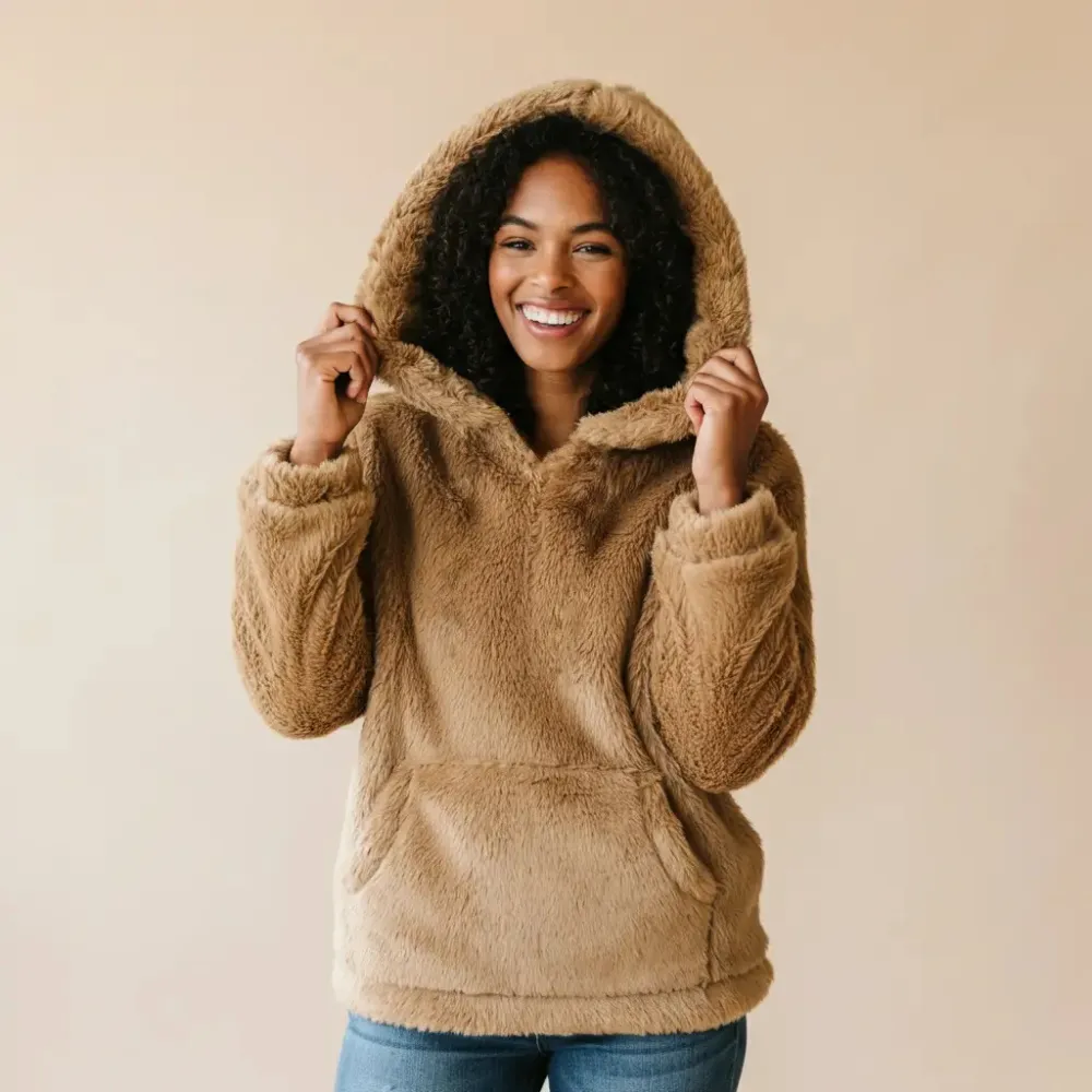 Sophie | Damen Hoodie weich & flauschig modern getragen - Image 3