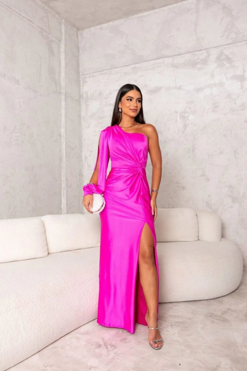 Sophie | Damen Maxikleid elegant einseitig schulterfrei - Image 13
