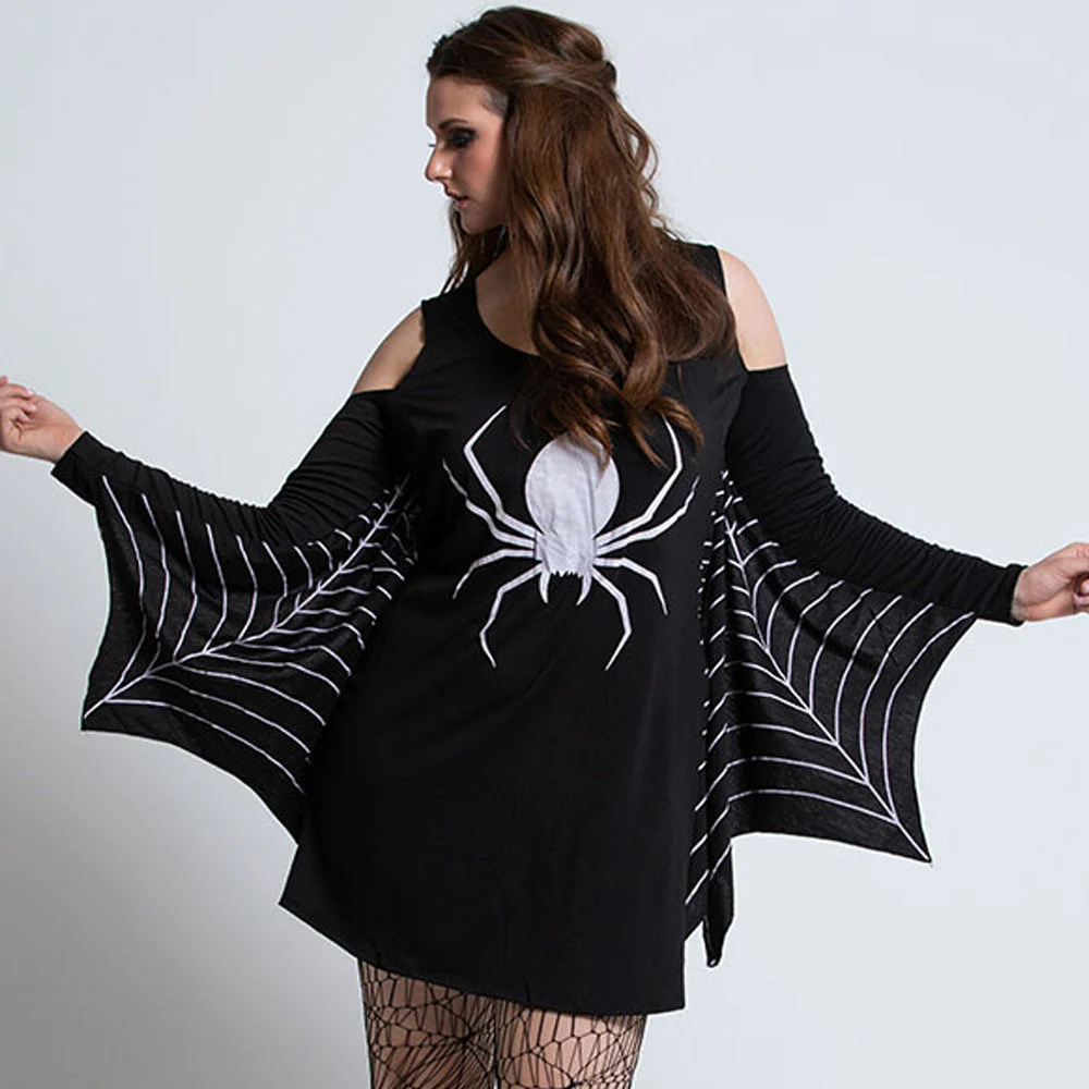 Spinnen Druck Halloween Kostum Kleid | Mini