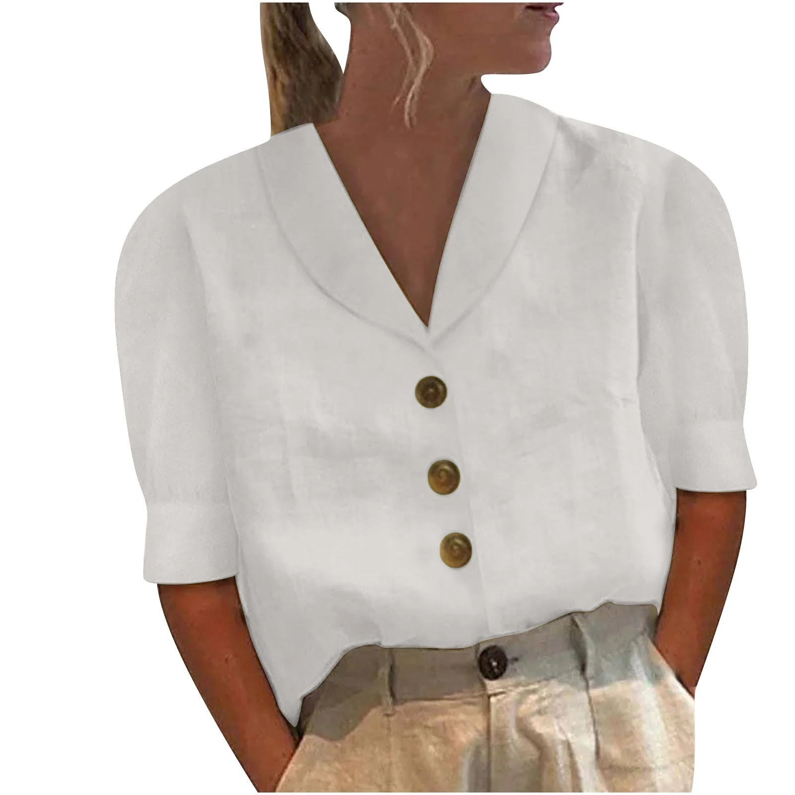 Stephanie | Bluse mit traditionellem Kragen und Knopfleiste