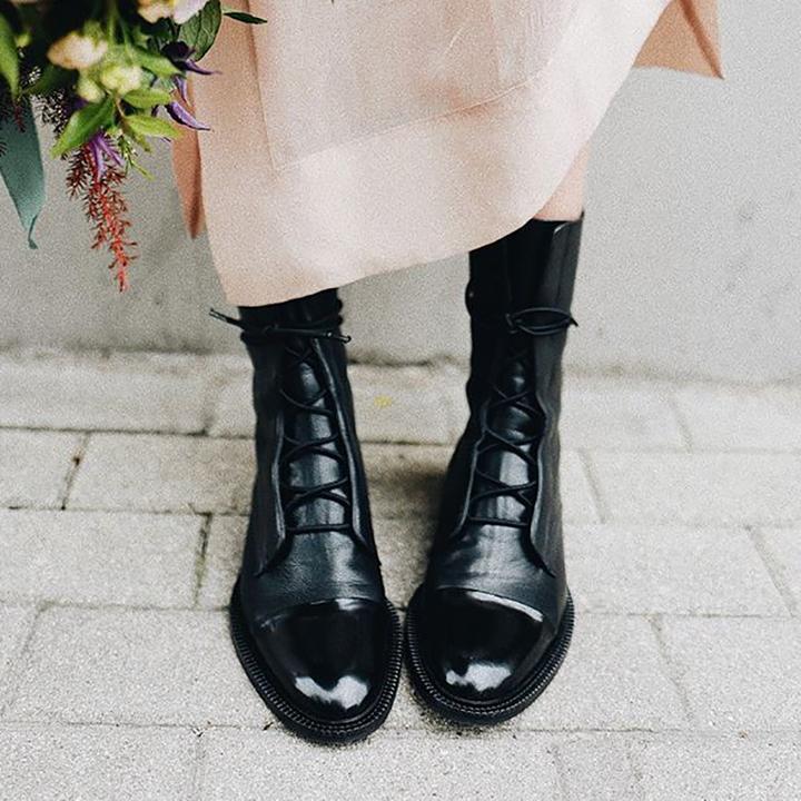 Stiefelette Damen Absatz Warm | Elegant Schnürung
