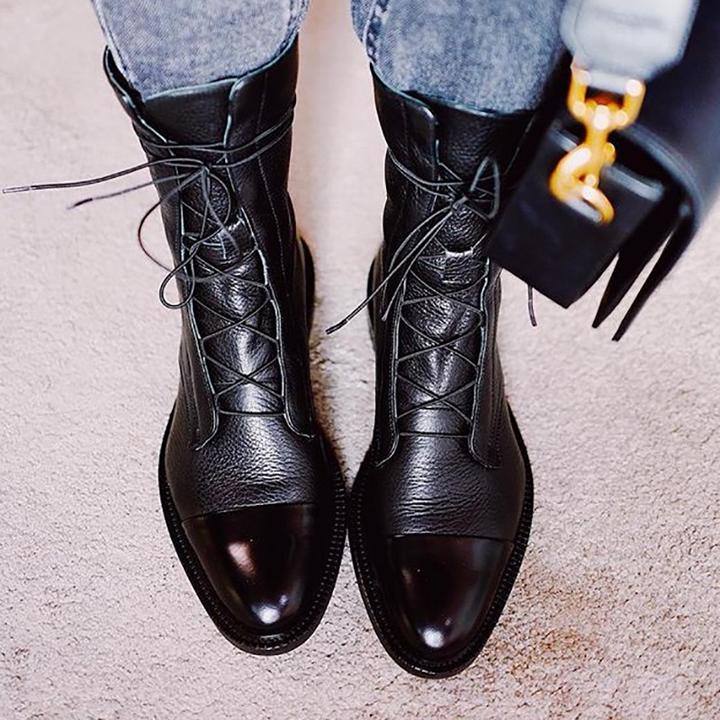 Stiefelette Damen Absatz Warm | Elegant Schnürung - Image 3