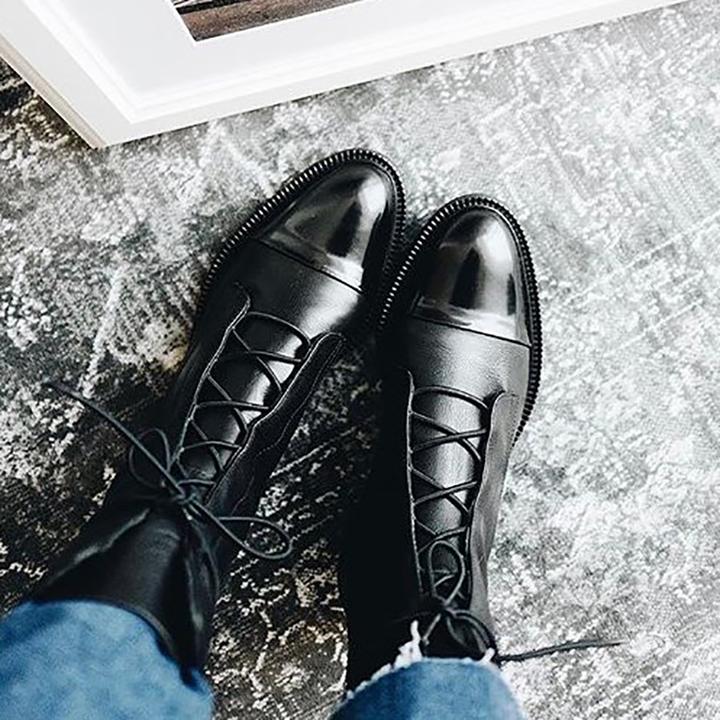 Stiefelette Damen Absatz Warm | Elegant Schnürung - Image 4